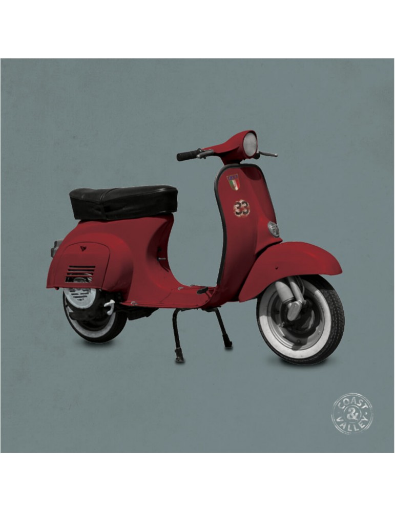 Tableau vintage toile scooter rouge gris 40 x 40 cm Tableau vintage toile scooter rouge gris 40 x 40 cm