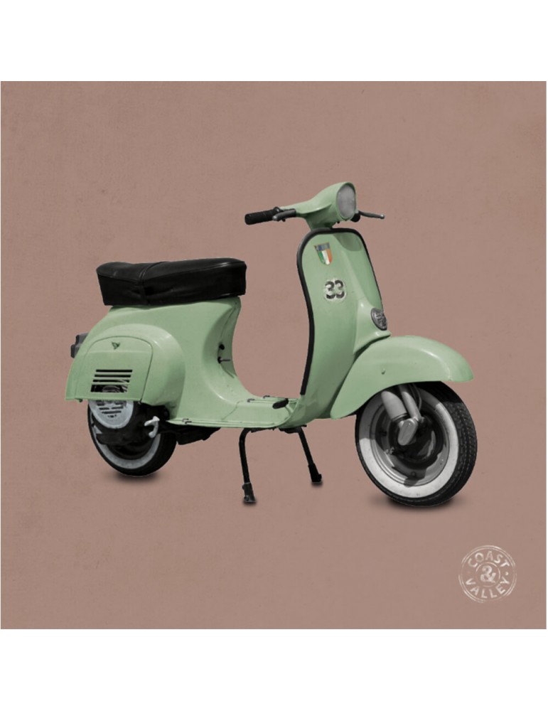 Tableau vintage toile Scooter vert rose 40 x 40 cm Tableau vintage toile Scooter vert rose 40 x 40 cm