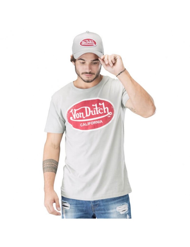 Tee Shirt Homme Aaron gris clair VON DUTCH Tee Shirt Homme Aaron gris clair VON DUTCH