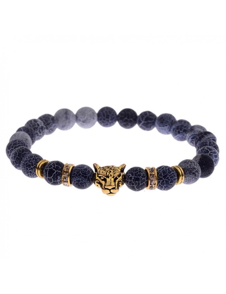 Bracelet tête de léopard pierres naturelles bleu Bracelet tête de léopard pierres naturelles bleu