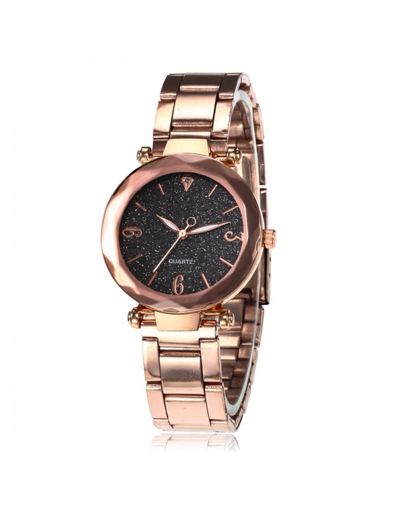 Montre pour femme quartz rose gold noir Montre pour femme quartz rose gold noir