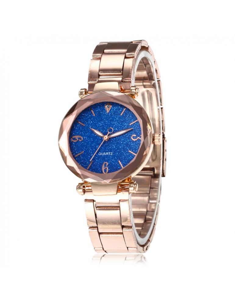 Montre pour femme quartz rose gold bleu Montre pour femme quartz rose gold bleu