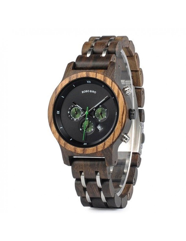 Montre en bois mixte cadran noir Montre en bois mixte cadran noir