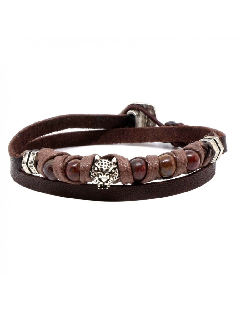 Bracelet pour homme 2 tours en cuir delgado Bracelet pour homme 2 tours en cuir delgado